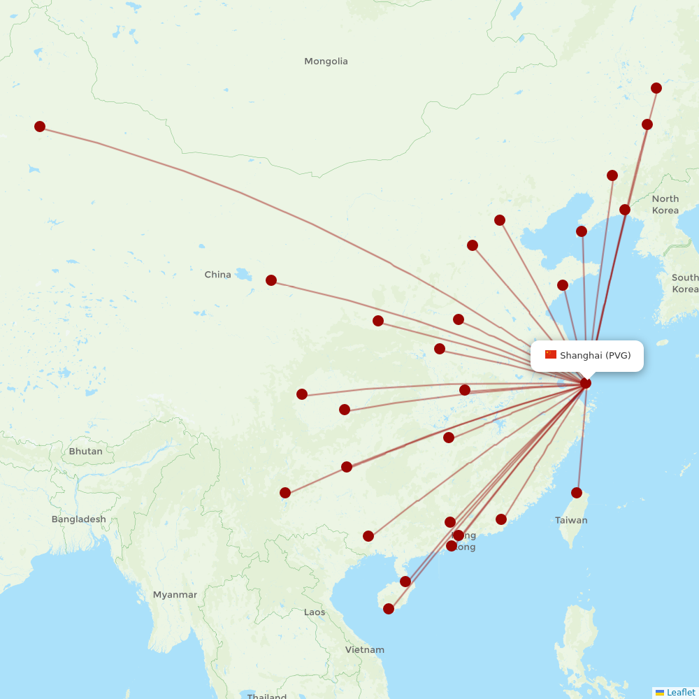 China Southern at PVG route map