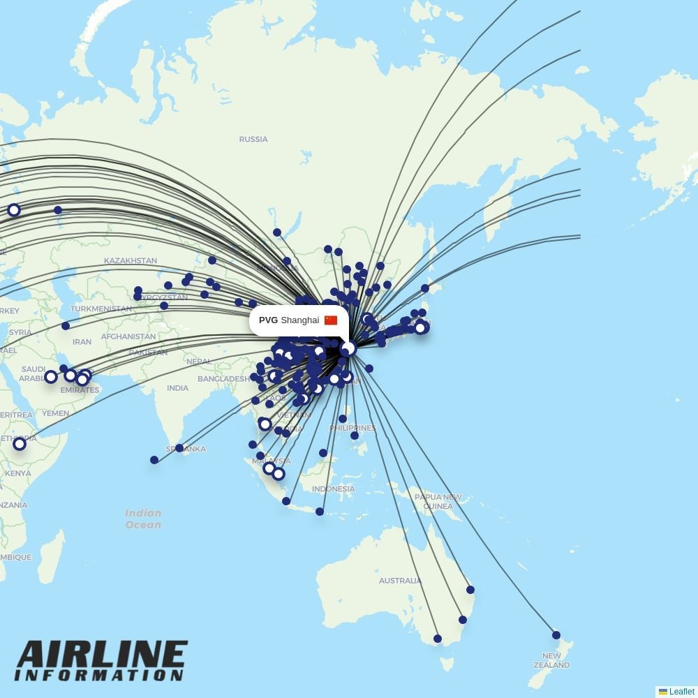 Shanghai Airlines routes from PVG