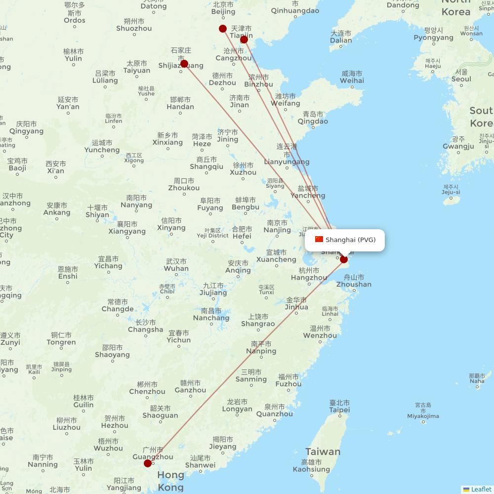 China United Airlines at PVG route map