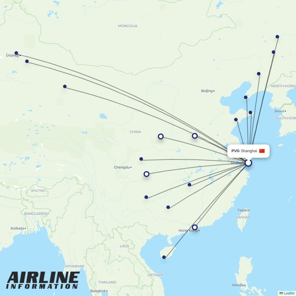 Suparna Airlines routes from PVG