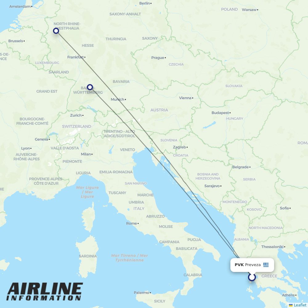 Eurowings routes from PVK