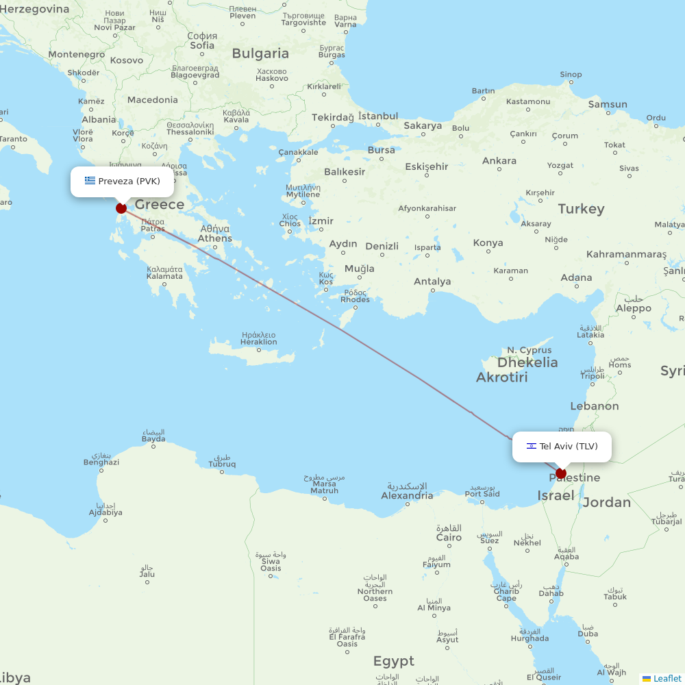 TUS Airways at PVK route map