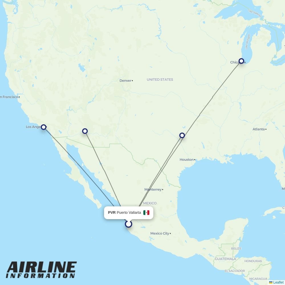 American Airlines routes from PVR