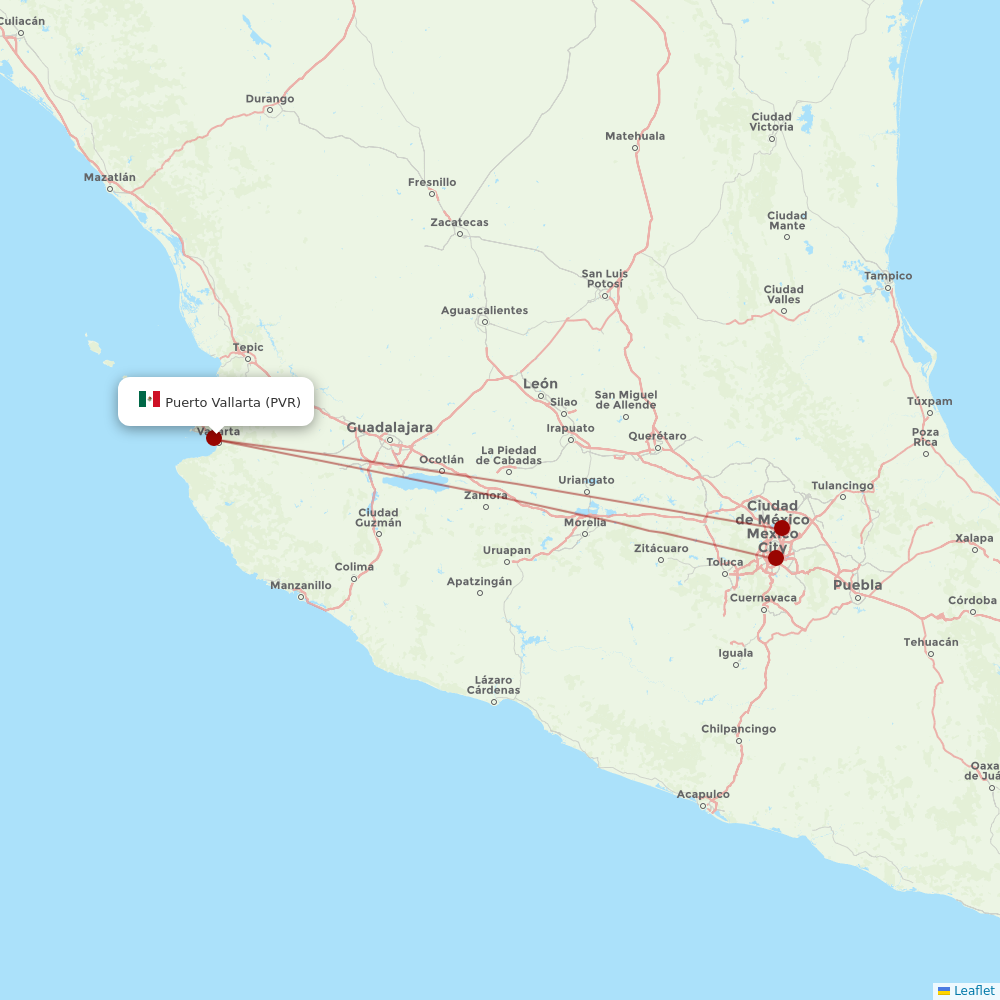 Aeromexico at PVR route map