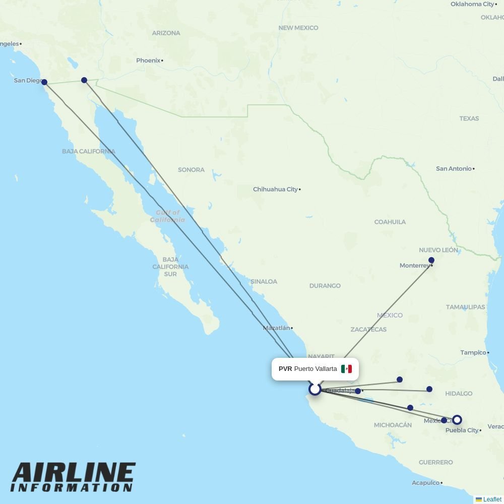 Volaris routes from PVR