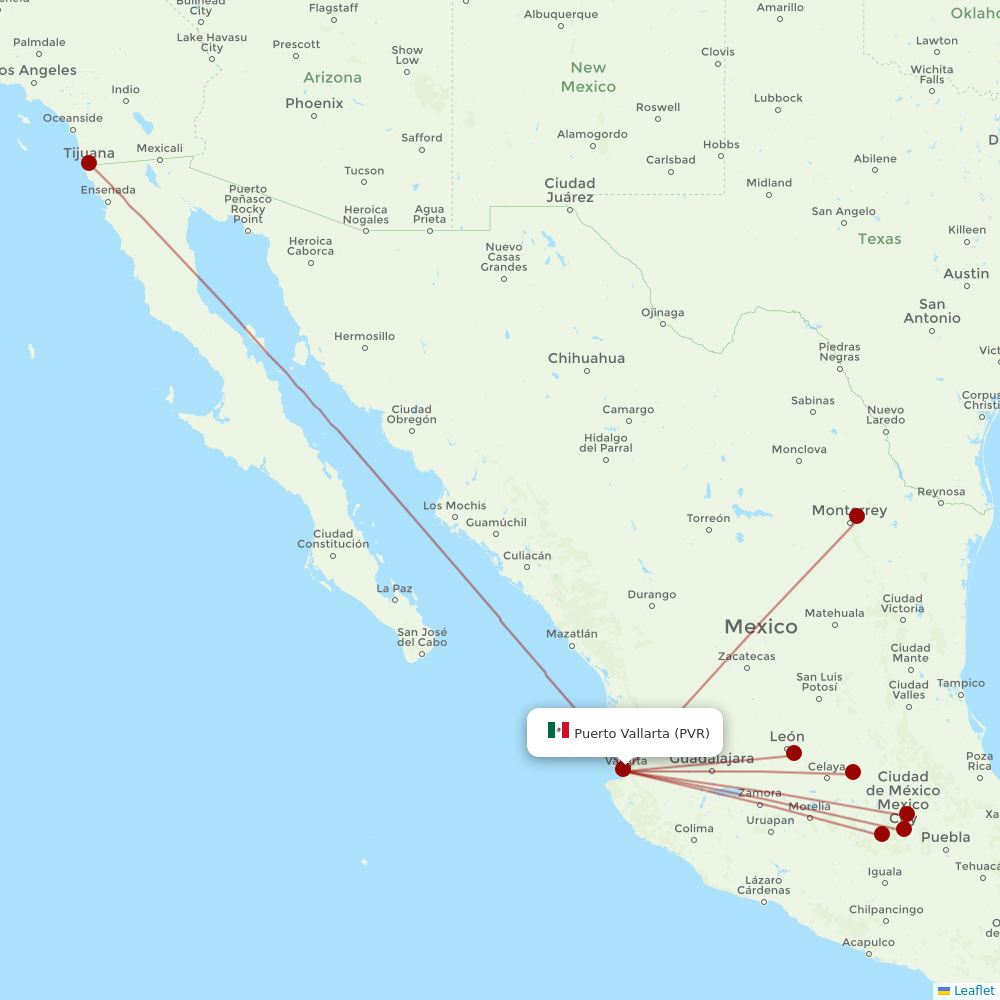 Volaris at PVR route map