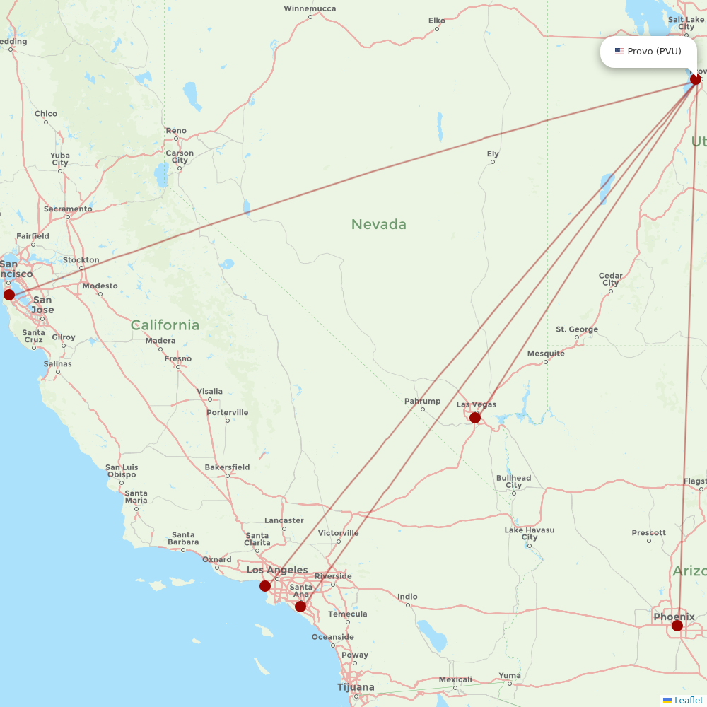 Breeze Airways at PVU route map