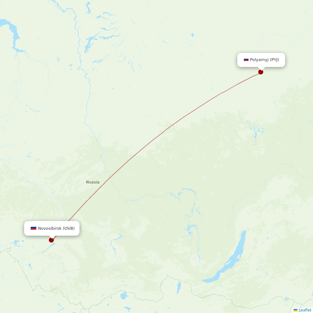 Alrosa Air at PYJ route map