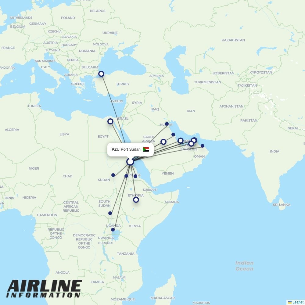 Badr Airlines routes from PZU