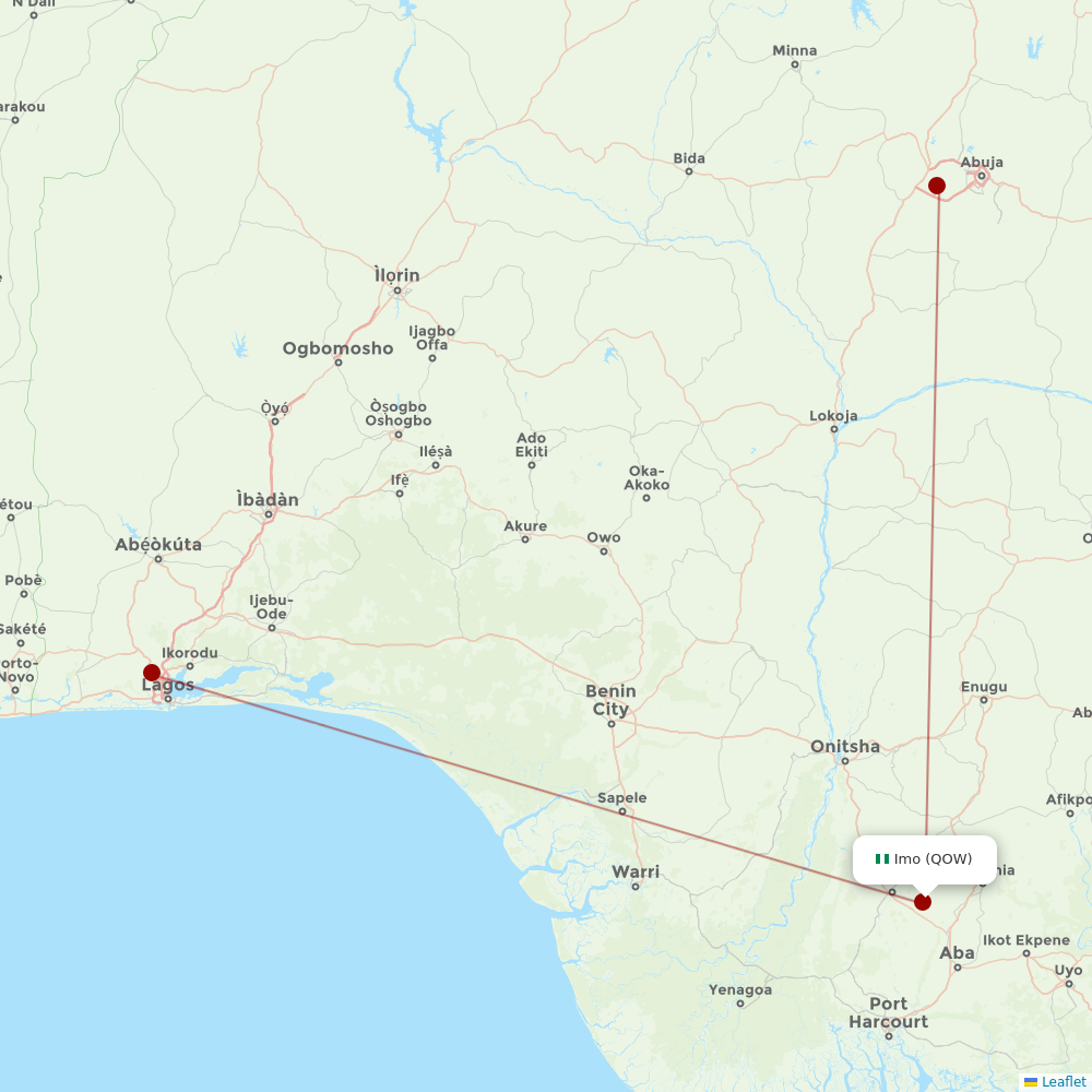 Dana Airlines at QOW route map