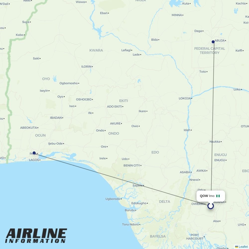 Air Peace routes from QOW