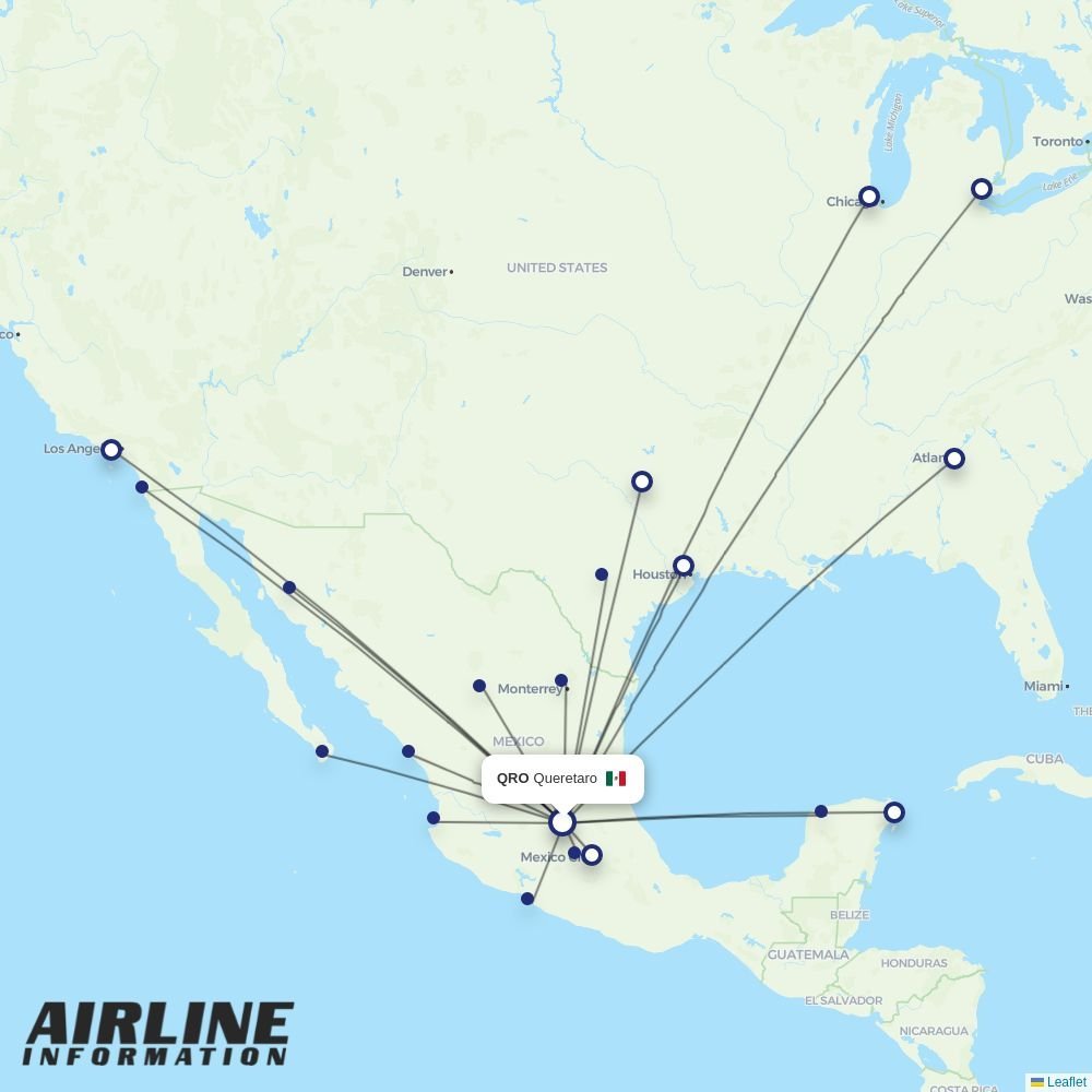 Aeromexico routes from QRO