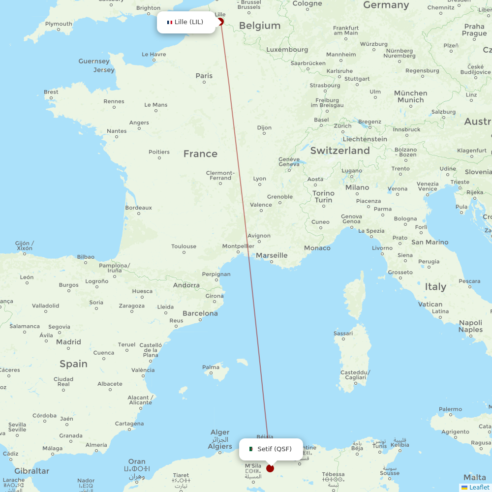ASL Airlines France at QSF route map