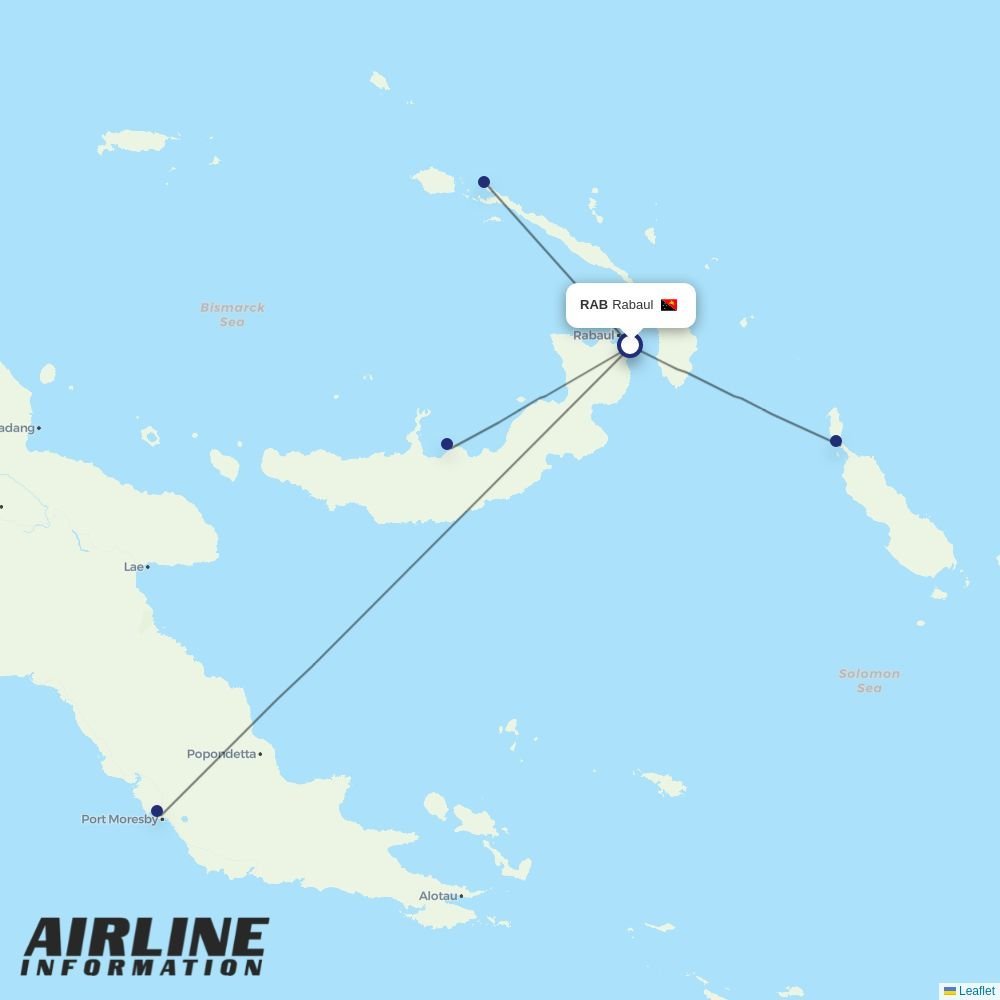 Air Niugini routes from RAB