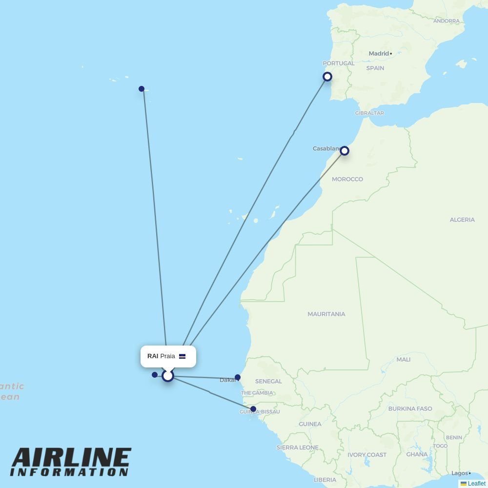Royal Air Maroc routes from RAI