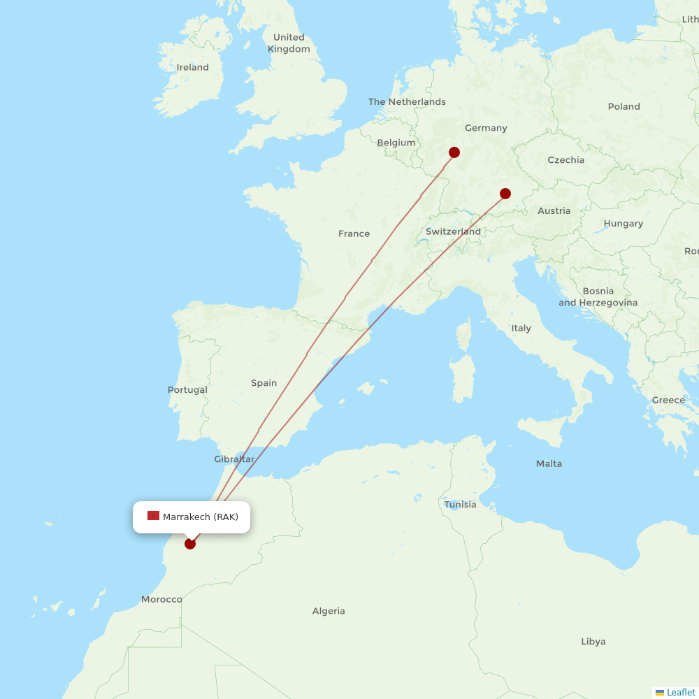Airbus Transport International at RAK route map