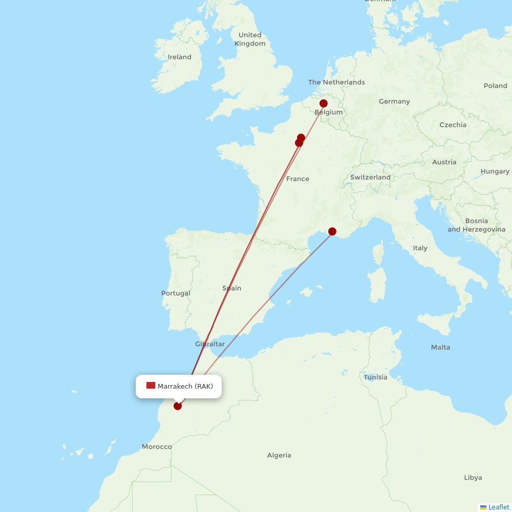 Royal Air Maroc at RAK route map