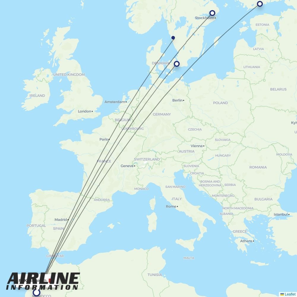 Norwegian Air Sweden routes from RAK
