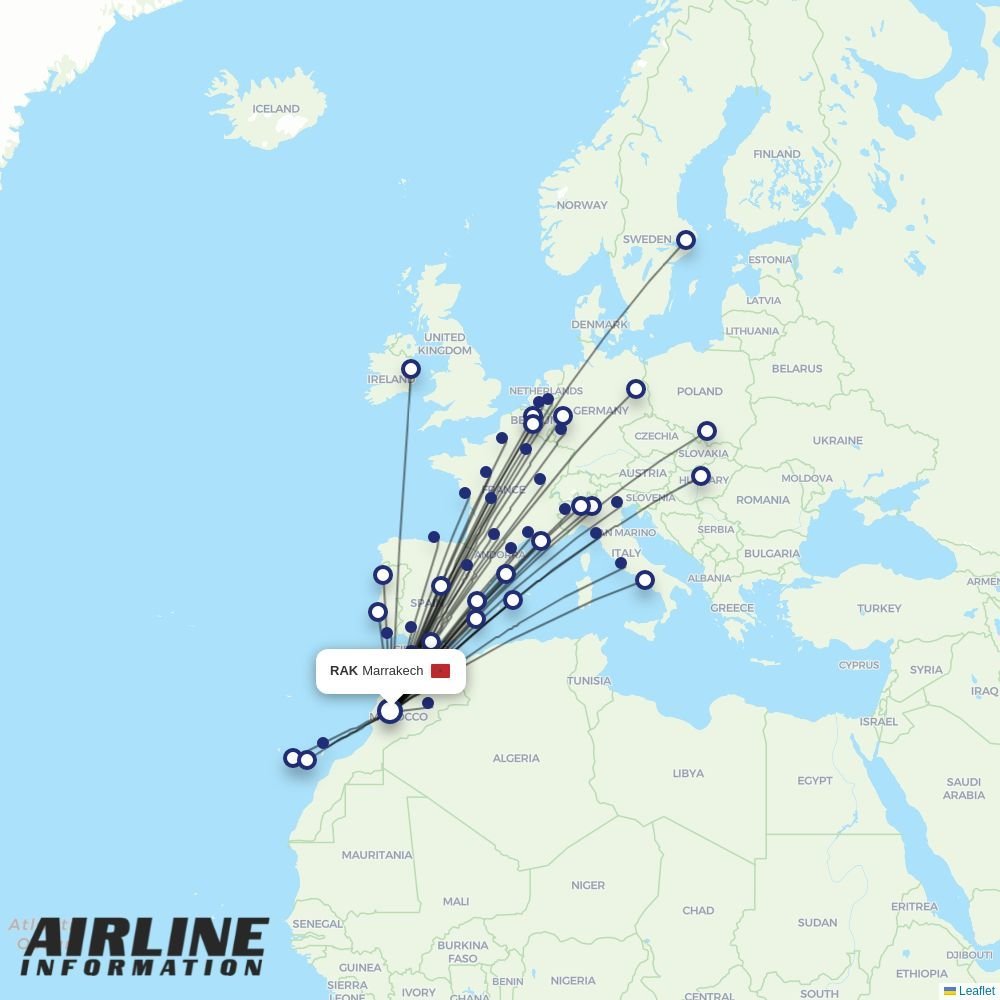 Ryanair routes from RAK