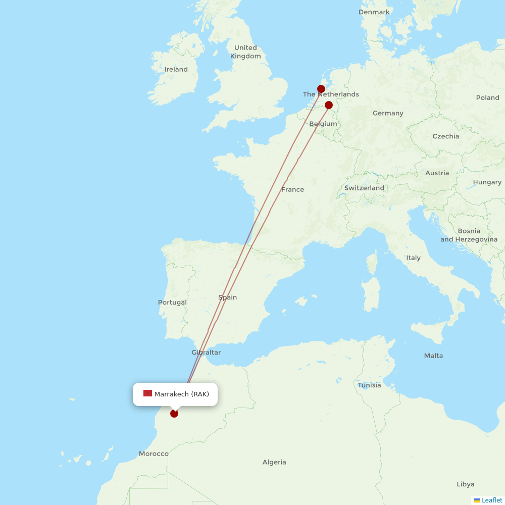 Transavia at RAK route map