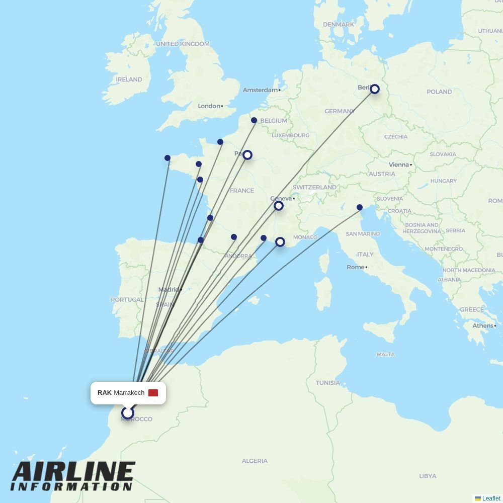 Transavia France routes from RAK