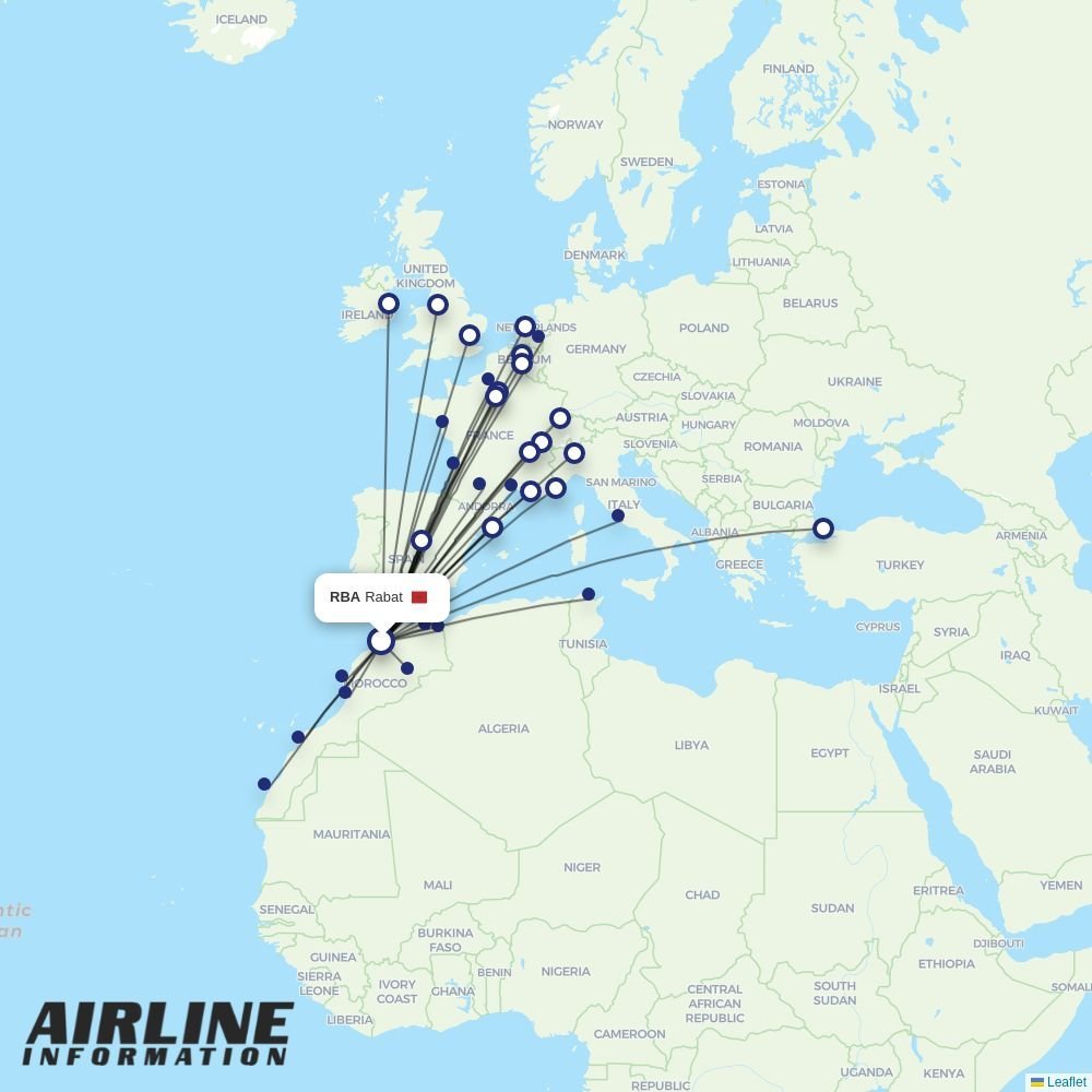 Air Arabia Maroc routes from RBA
