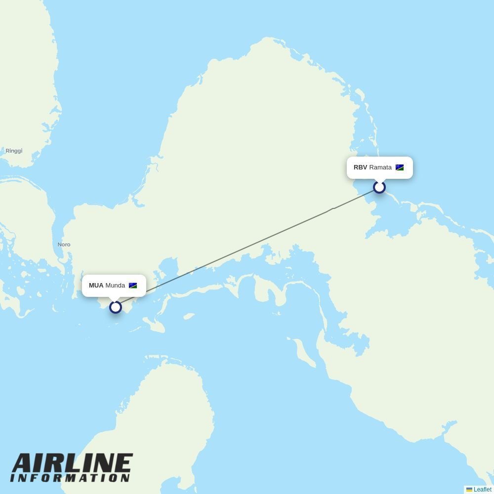 Solomon Airlines routes from RBV
