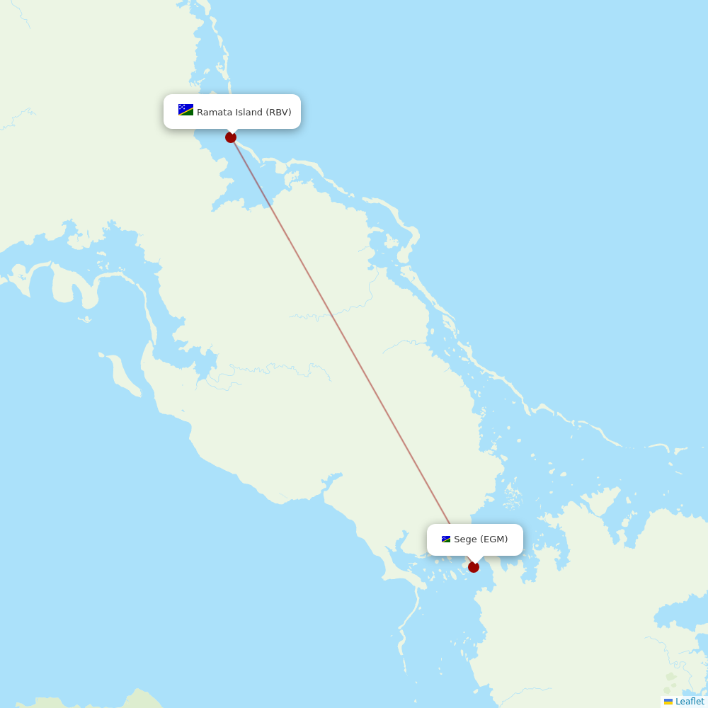 Solomon Airlines at RBV route map