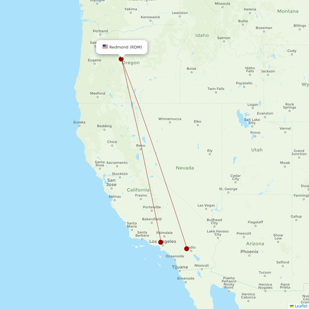 Xtra Airways at RDM route map