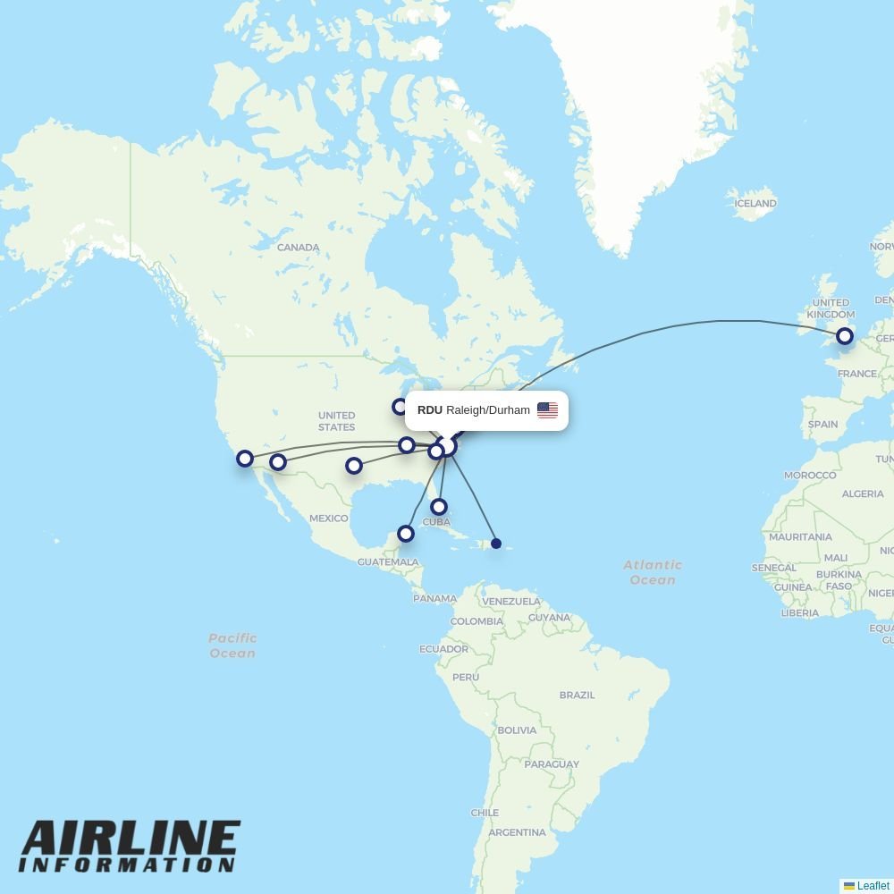 American Airlines routes from RDU