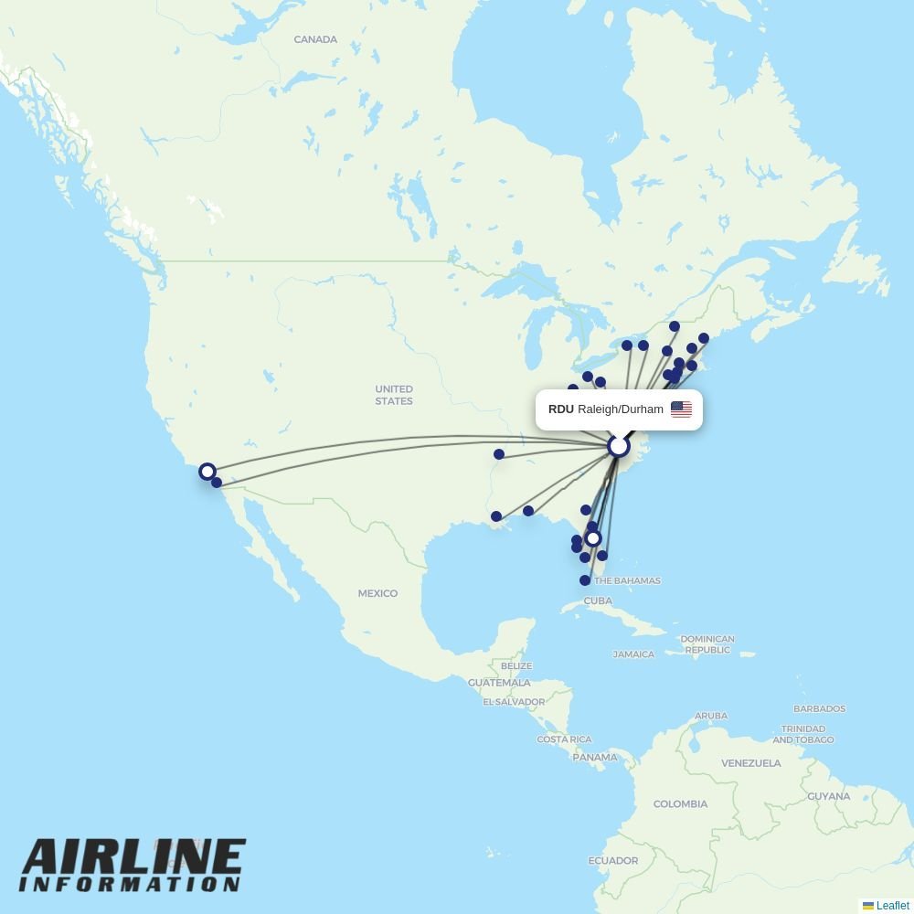 Breeze routes from RDU
