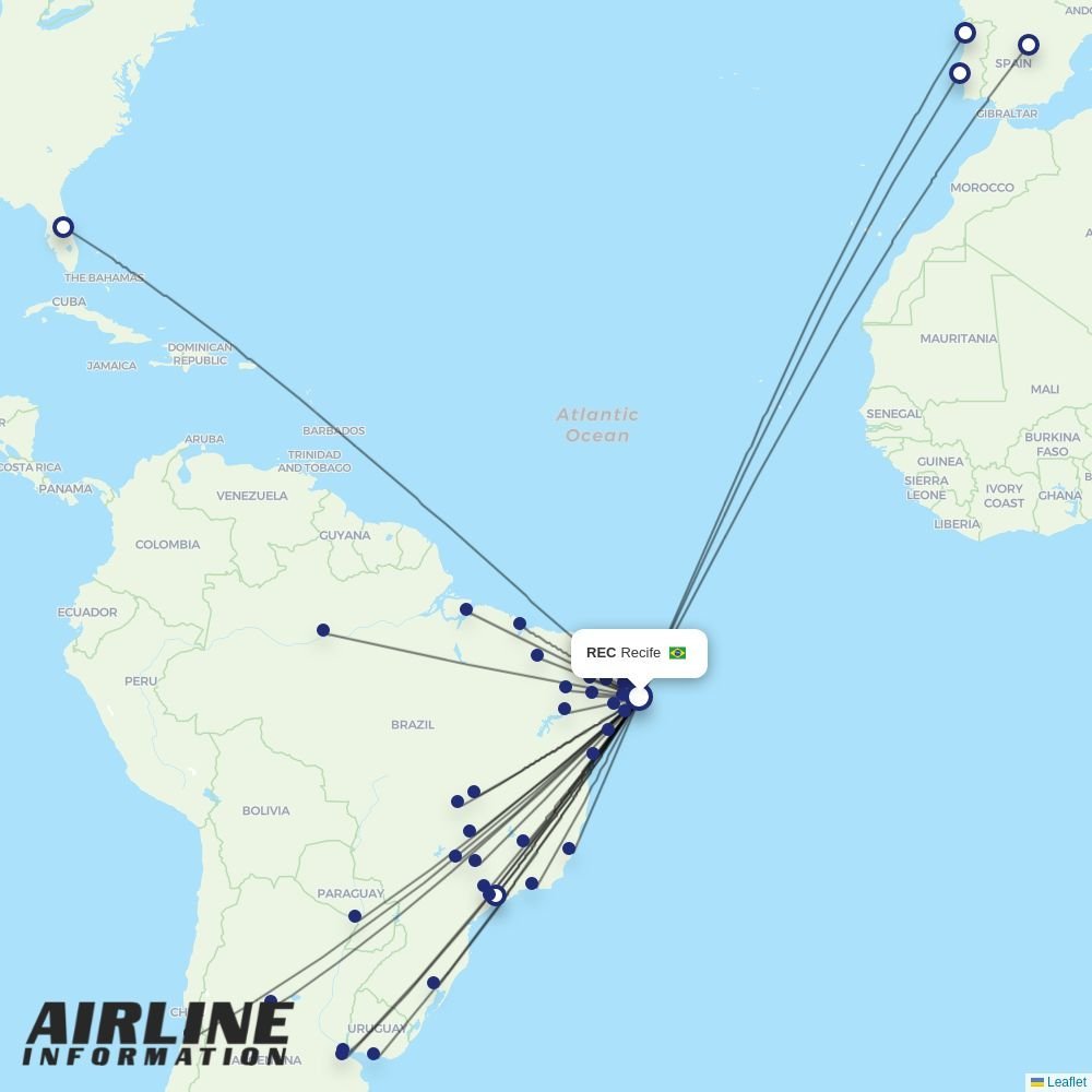 Azul routes from REC