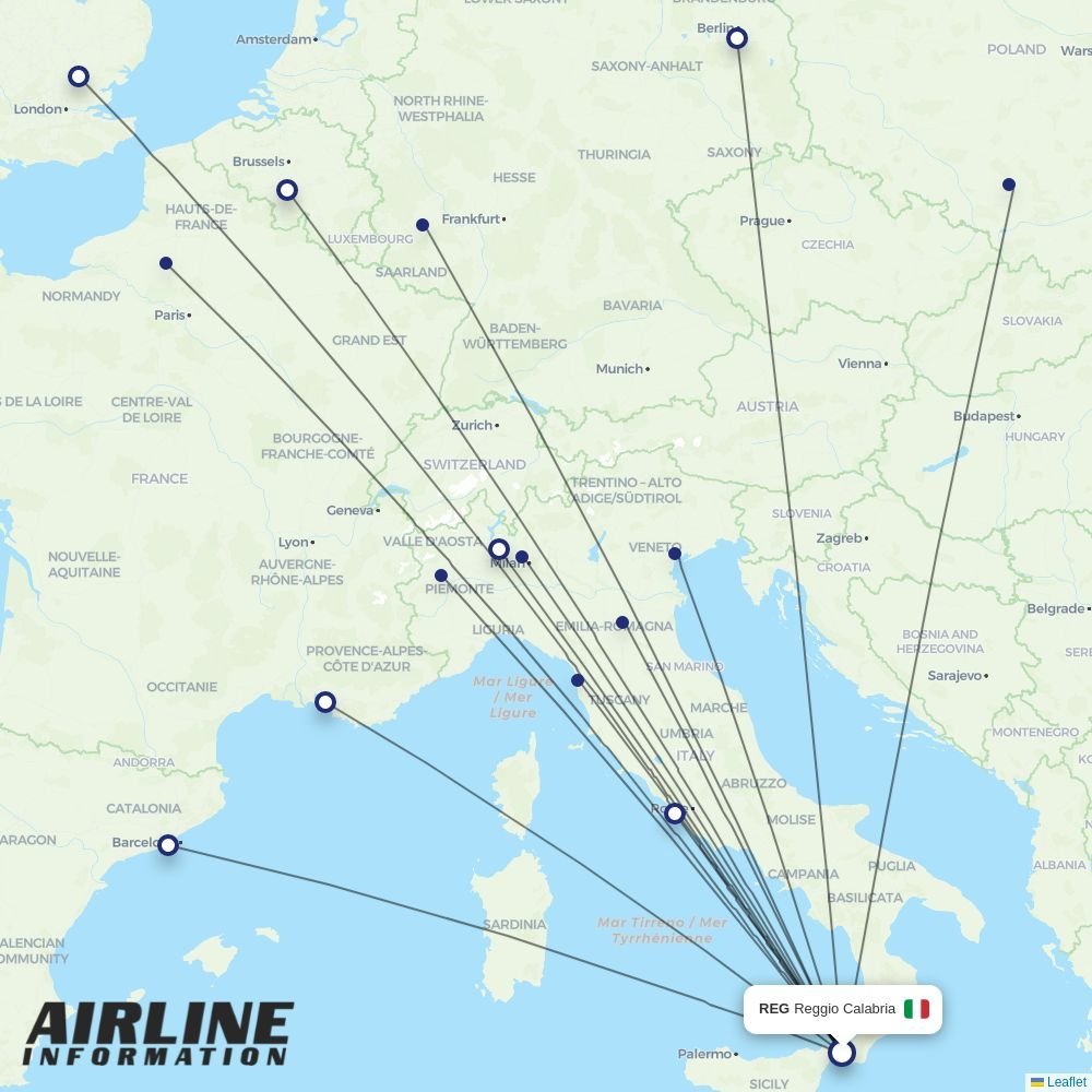 Ryanair routes from REG