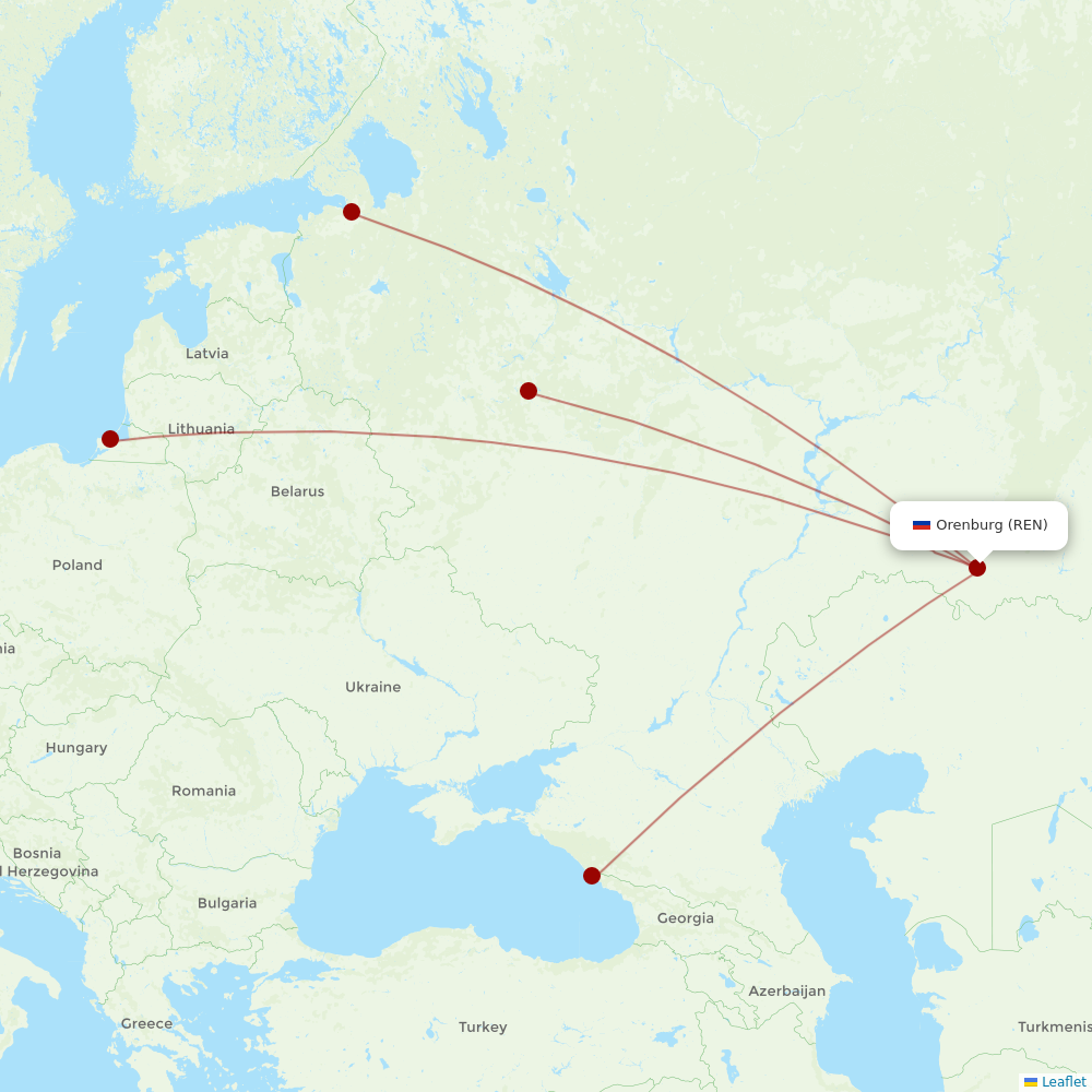 Nordwind Airlines at REN route map