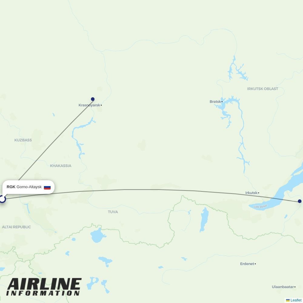 KrasAvia routes from RGK