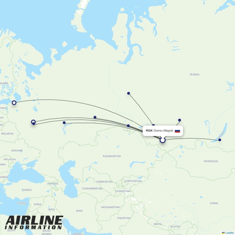 S7 Airlines routes from RGK