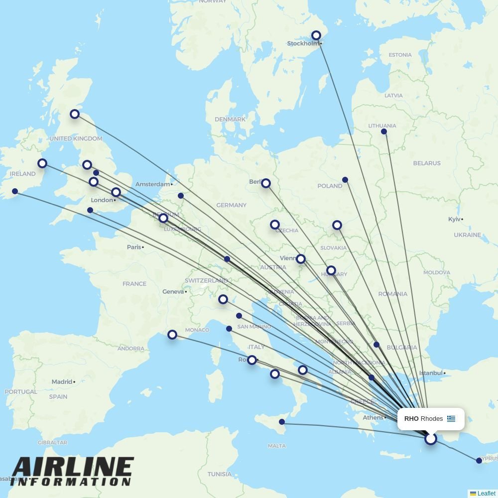 Ryanair routes from RHO