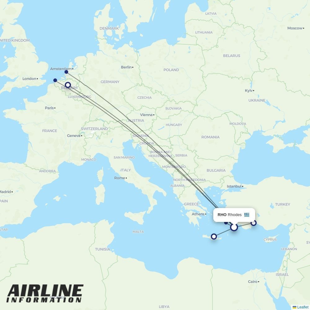 TUI fly routes from RHO