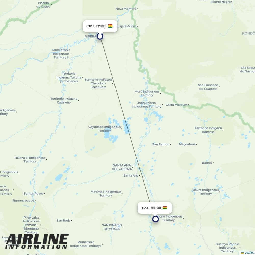 EcoJet routes from RIB