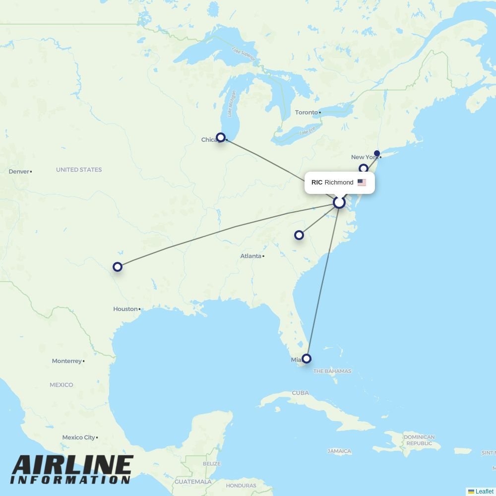 American Airlines routes from RIC