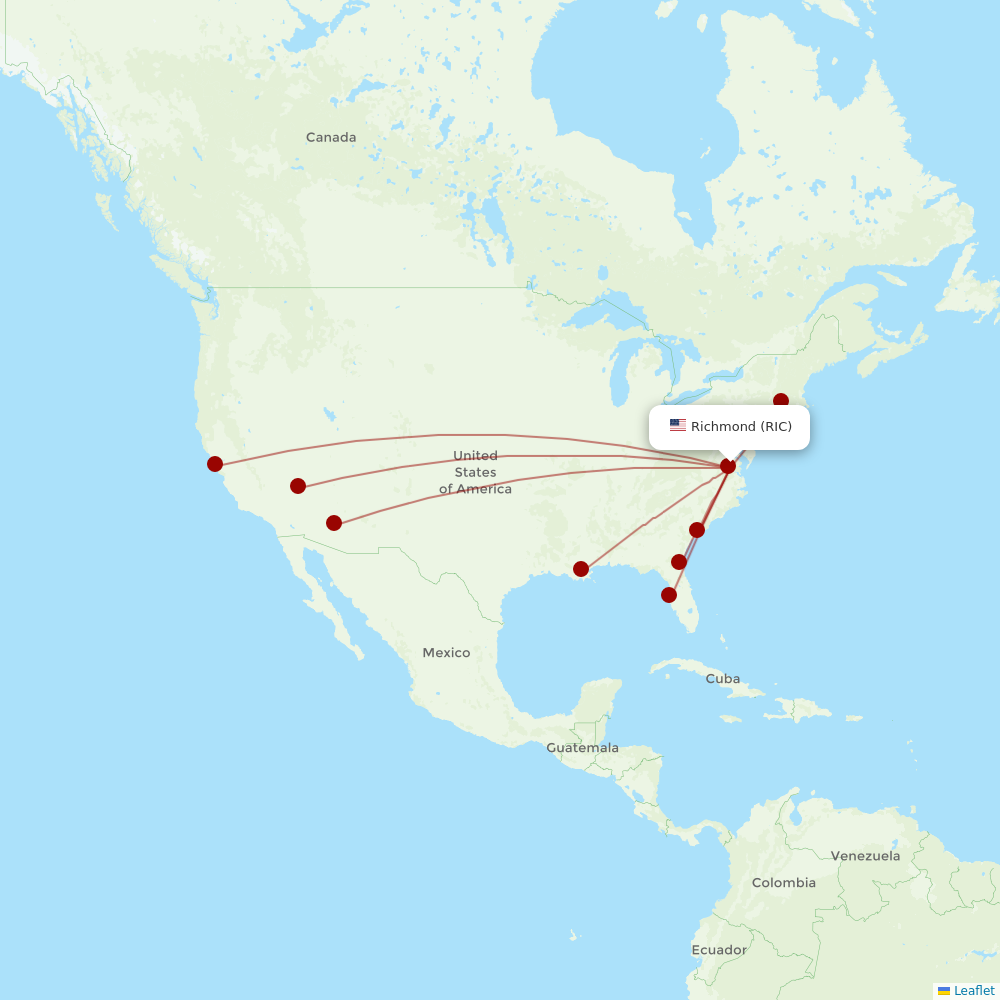 Breeze Airways at RIC route map