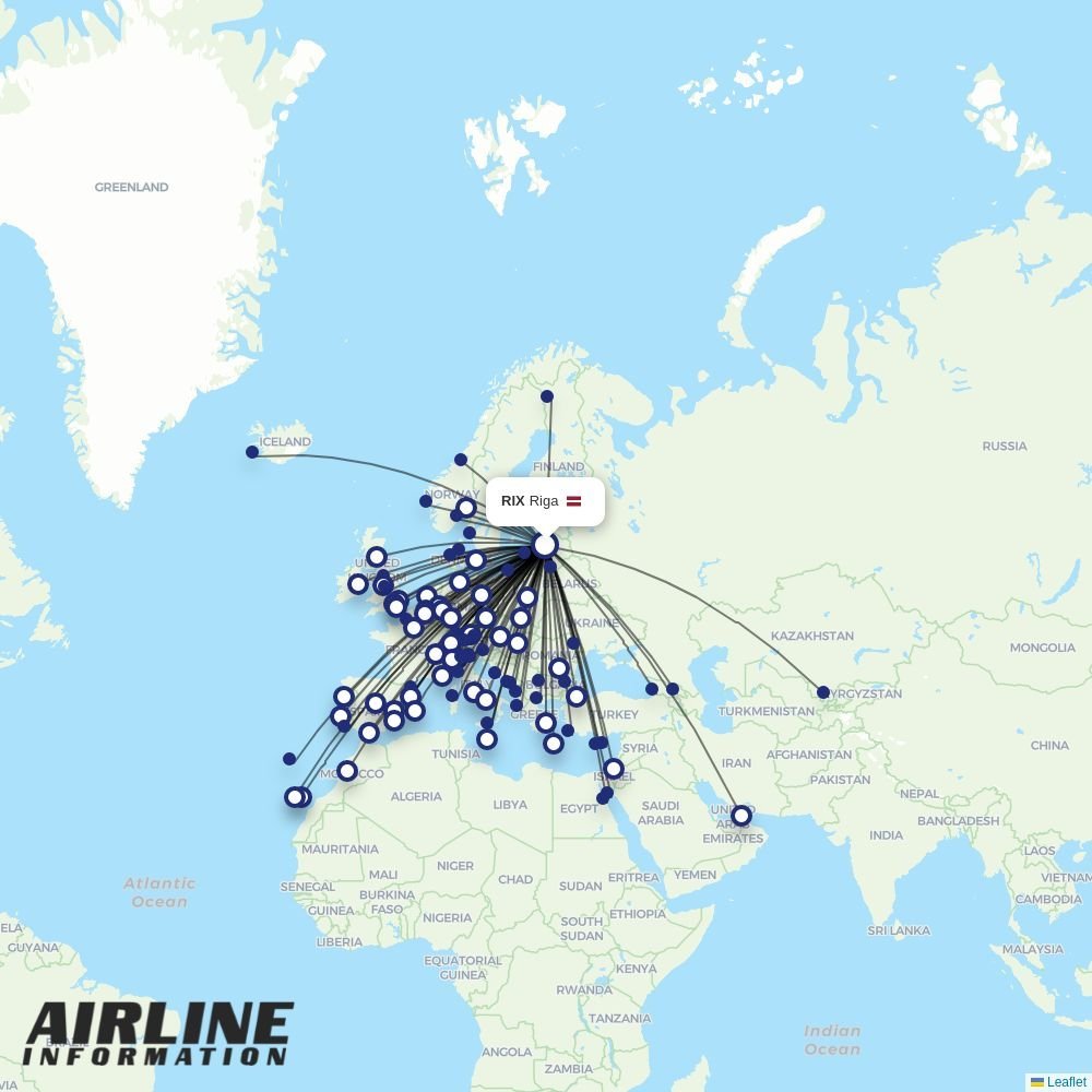 Air Baltic routes from RIX