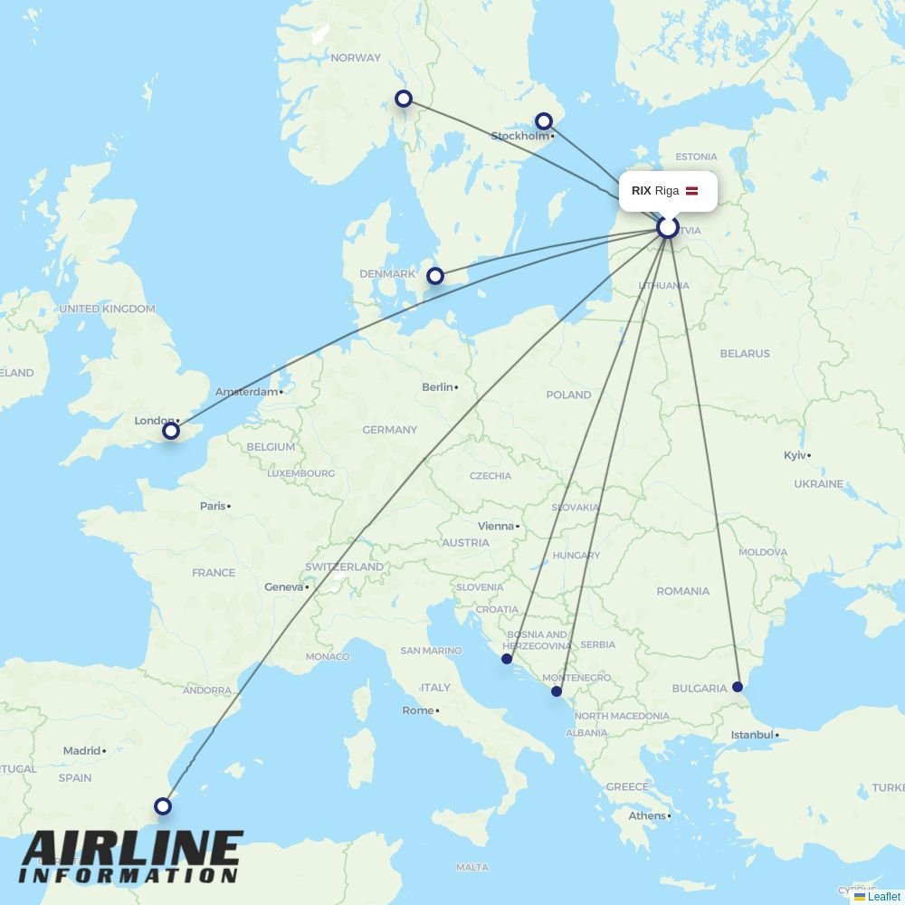 Norwegian Air Sweden routes from RIX