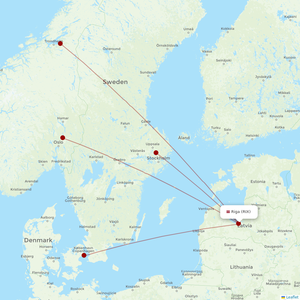 Norwegian Air Intl at RIX route map