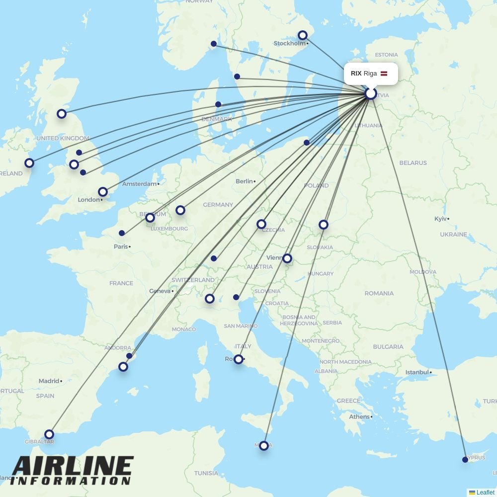 Ryanair routes from RIX