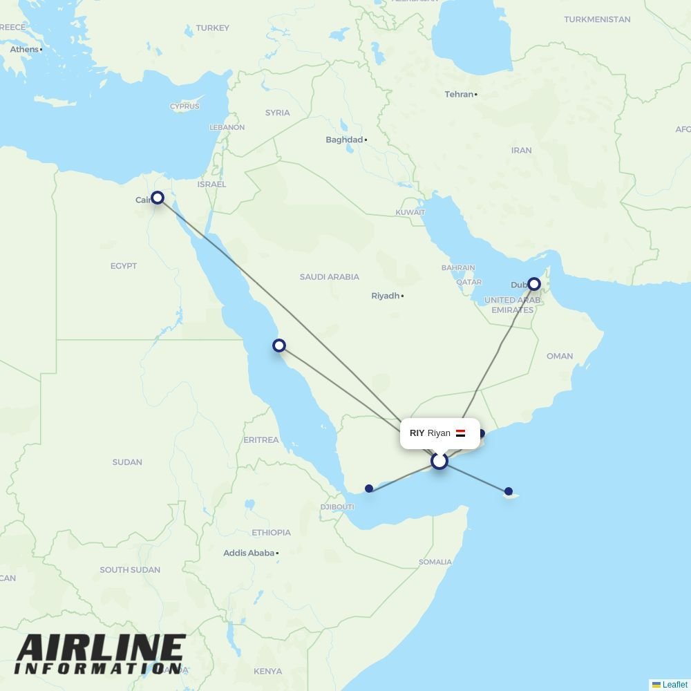 Yemenia routes from RIY