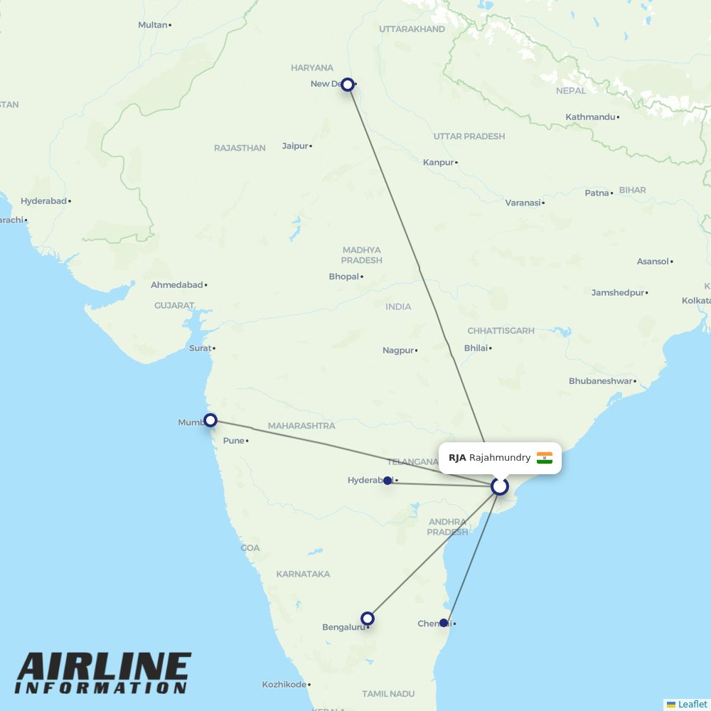 IndiGo routes from RJA