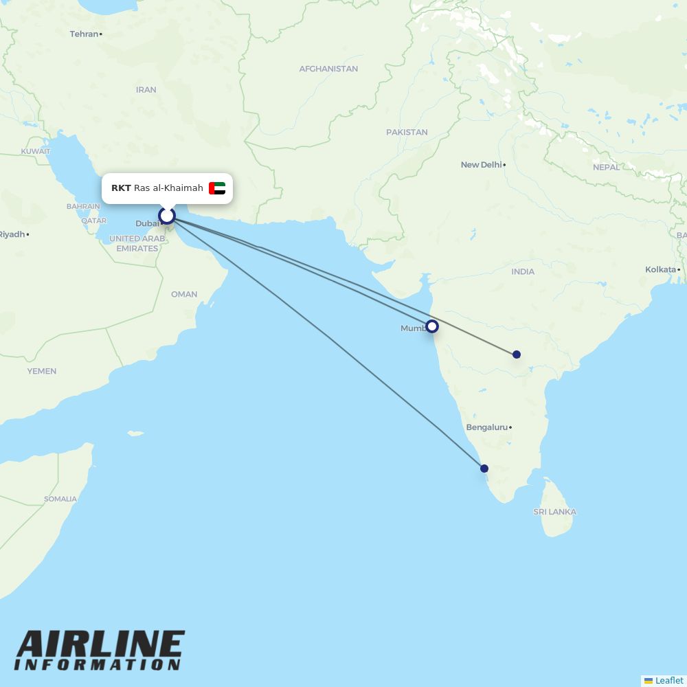 IndiGo routes from RKT