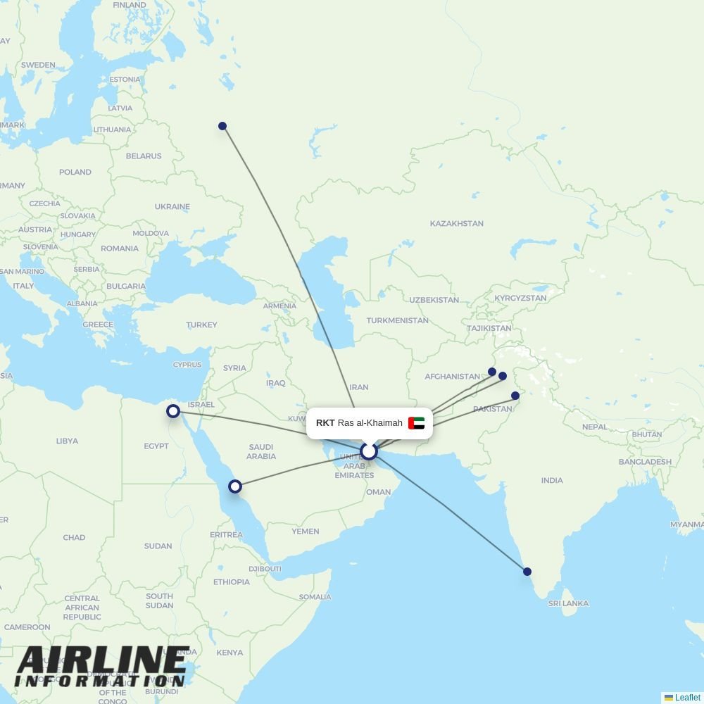 Air Arabia routes from RKT