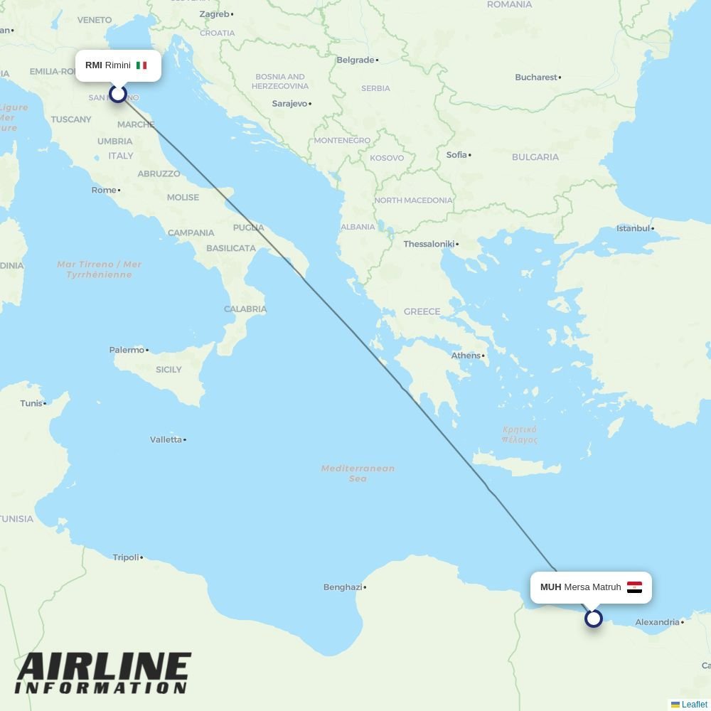 Rmi Rimini Airlines with flights from Rimini to Mersa Matruh (RMI to MUH ...